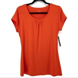 Worthington Smoldering Orange Short Sleeve Blouse